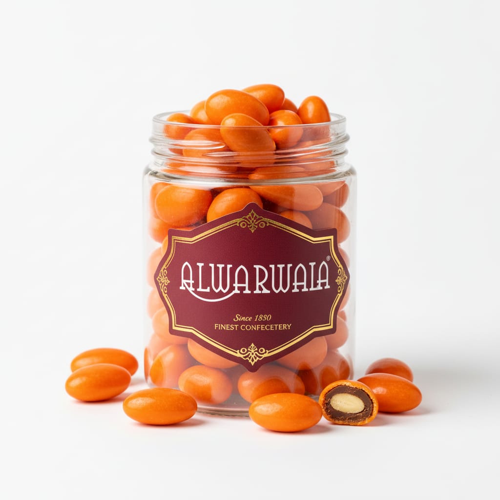 Almond Orange Dragee Packing Size 100gm