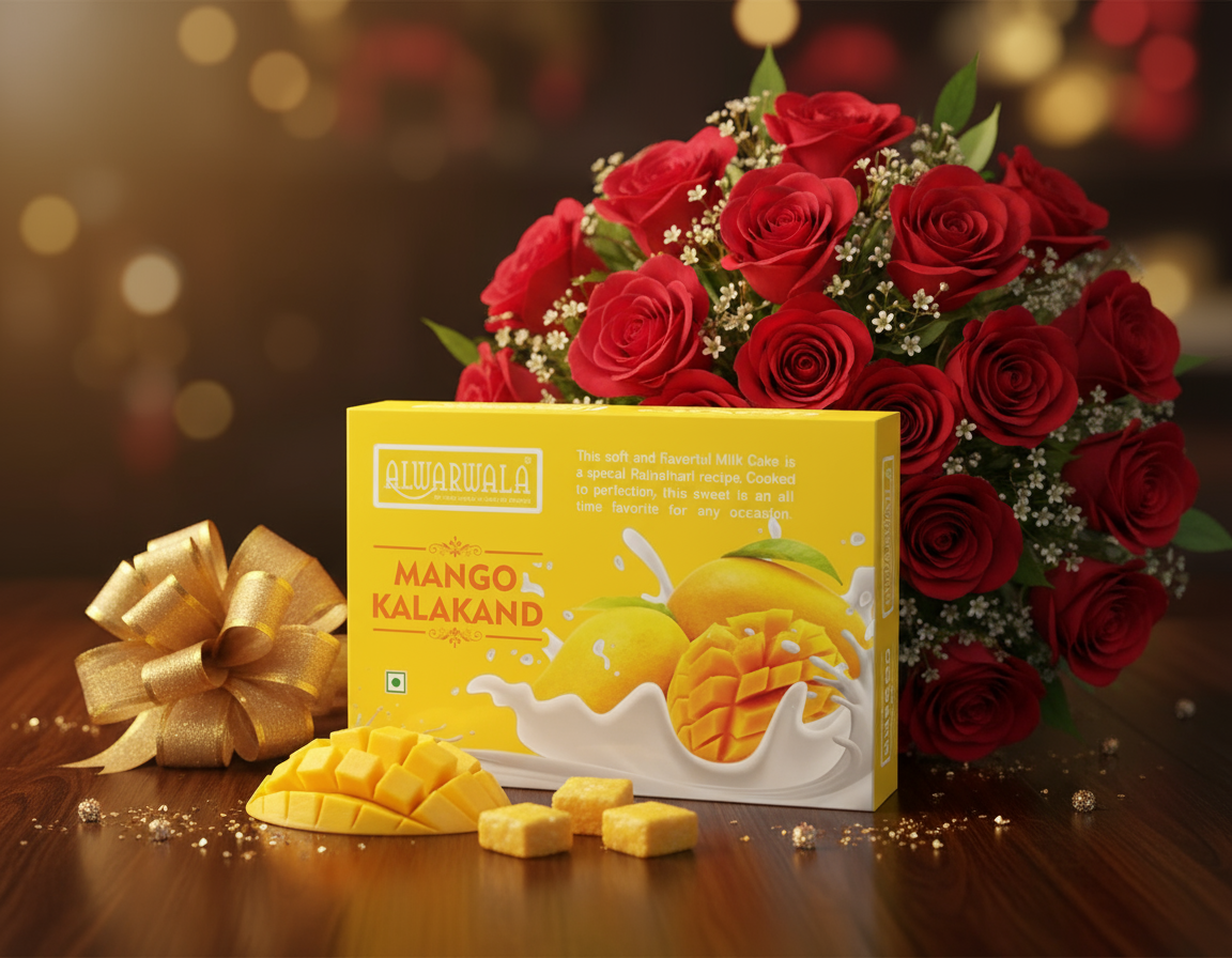 Premium Kalakand Gift Combo with Roses